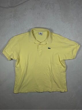 Lacoste Men's Size 6 Light Yellow Pique Polo Shirt with Crocodile Logo